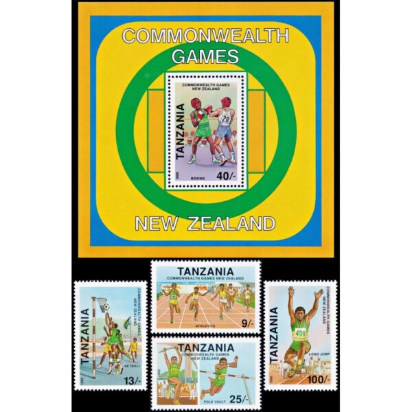 TANZANIA/SELLOS, 1990 - JUEGOS DE LA COMMONWEALTH NUEVA ZELANDIA - YV 544/47 + BF 101 - 4 VALORES + BLOQUES - NUEVO