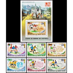 UPPER VOLTA/STAMPS, 1974 - WORLD CUP GERMANY 74 - YV 329/31 + A 180/82 + BF 5 Y - MNH
