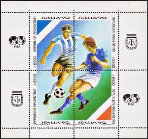 ARGENTINA/SELLOS, 1990 - FUTBOL CAMPEONATO MUNDIAL ITALIA 90 - CAT G.J. HB 84 - BLOQUE - NUEVO
