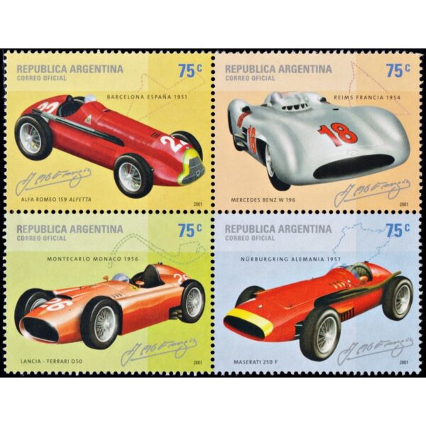 ARGENTINA/STAMPS, 2001 -  CARS - CAT GJ .  3153/56 - 4 VALUES - MNH