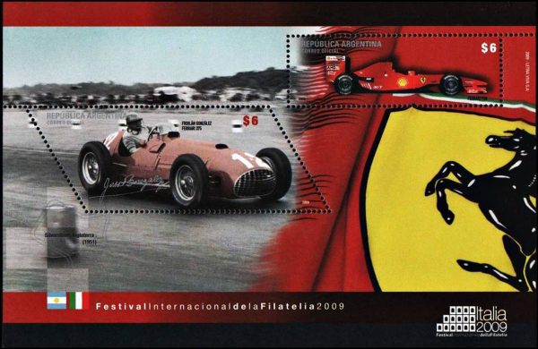 ARGENTINA/SELLOS, 2009 - AUTOMOVILES - FORMULA 1 - FROILAN GONZALEZ - CAT GJ HB 208 - BLOQUE - NUEVO