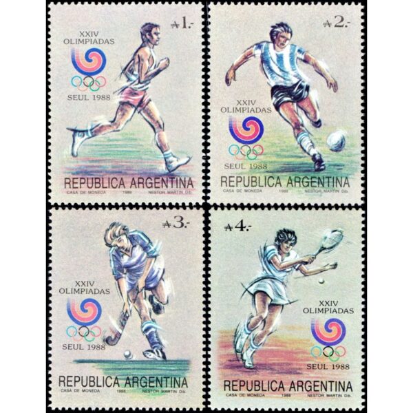 ARGENTINA/SELLOS, 1988 - JUEGOS OLIMPICOS SEUL 88 - CAT G.J 2404/06 - 4 VALORES - NUEVO