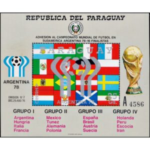 PARAGUAY/SELLOS, 1978 - FUTBOL - CAMPEONATO MUNDIAL ARGENTINA 78 - YV BF 263 - LETRA A - BLOQUE - NUEVO
