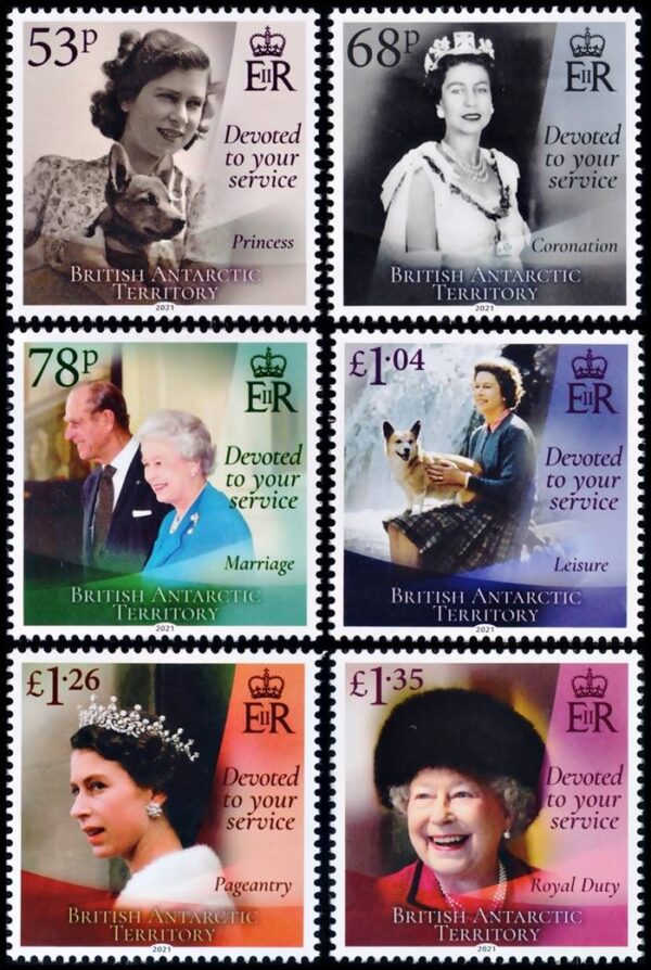 ANTARTIDA BRITANICA (BAT) SELLOS, 2021 - ELIZABETH II - 95 ANIVERSARIO - YV 774/79 - 6 VALORES - NUEVO