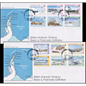 ANTARTIDA BRITANICA/SOBRES, 2003 - BASES ANTARTICAS - YV 370/81 - 12 VAL -2 SOBRES PRIMER DIA DE EMISION