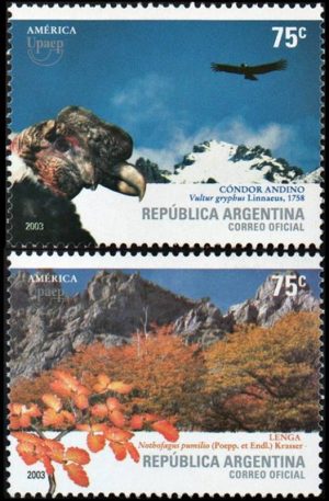 ARGENTINA/SELLOS, 2003 - FLORA Y FAUNA - CONDOR ANDINO - CAT GJ 3329/30 - 2 VALORES - NUEVO