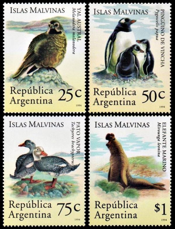 ARGENTINA/SELLOS, 1994 - FAUNA ANTARTICA - SISTEMA ECOLOGICO AUSTRAL - CAT GJ 2678/81 - 4 VALORES - NUEVO