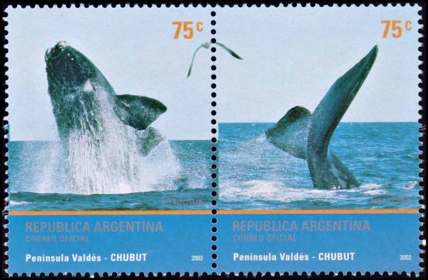 ARGENTINA/SELLOS, 2002 - BALLENAS - MERCOSUR - CAT.G.J. 3230/1 - 2 VALORES NUEVOS