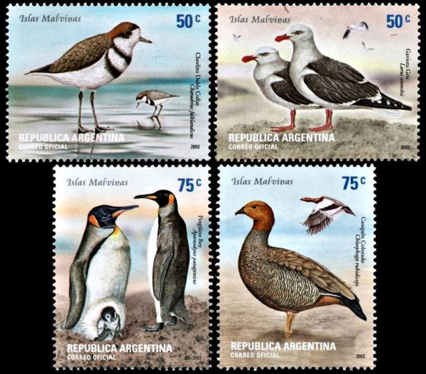 ARGENTINA/SELLOS, 2002 - AVES - SISTEMA ECOLOGICO AUSTRAL - CAY GJ 3191/94 - 4 VALORES - NUEVO