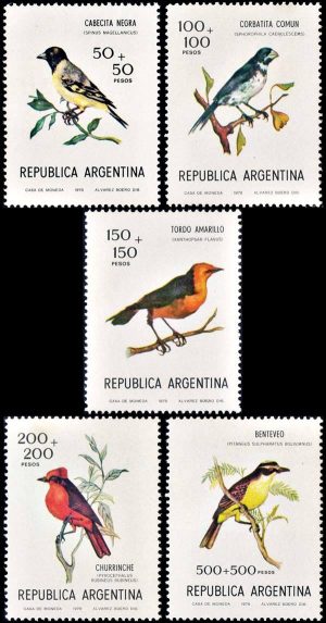ARGENTINA/SELLOS, 1978 - AVES DE ARGENTINA - CAT GJ 1819/23 - 5 VALORES- NUEVO