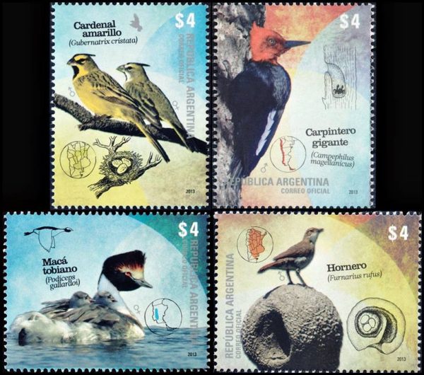 ARGENTINA/SELLOS, 2013 - AVES ARGENTINAS - CAT GJ 3986/89 - 4 VALORES - NUEVO