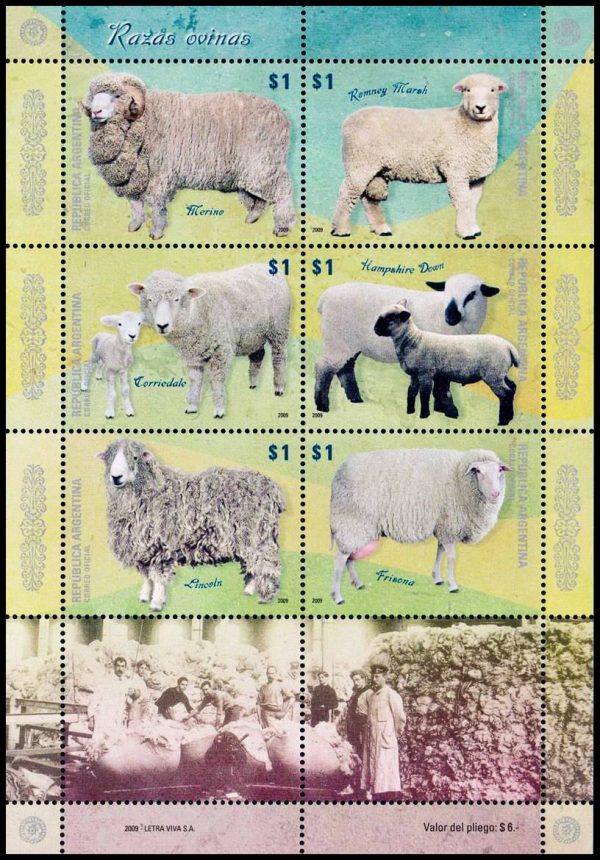 ARGENTINA/SELLOS, 2009 - ANIMALES DOMESTICOS - RAZAS OVINAS - CAT GJ HB 202 - BLOQUE - NUEVO