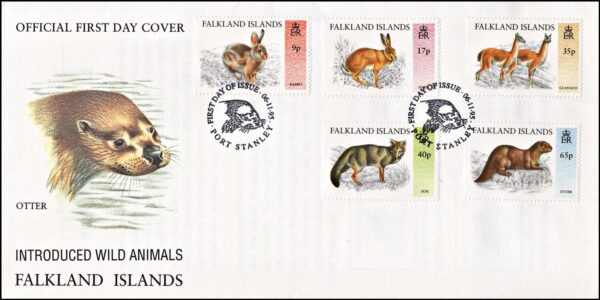 MALVINAS/SOBRES, 1955 - FAUNA - ANIMALES SALVAJES - YV 668/72 - 5 VALORES - SOBRE PRIMER DIA DE EMISION