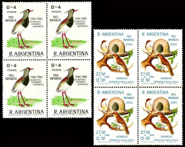 ARGENTINA/SELLOS, 1966 - AVES ARGENTINAS - TERU TERU - HORNERO - CAT GJ 1351/52 - 2 VALORES - CUADRO – NUEVO