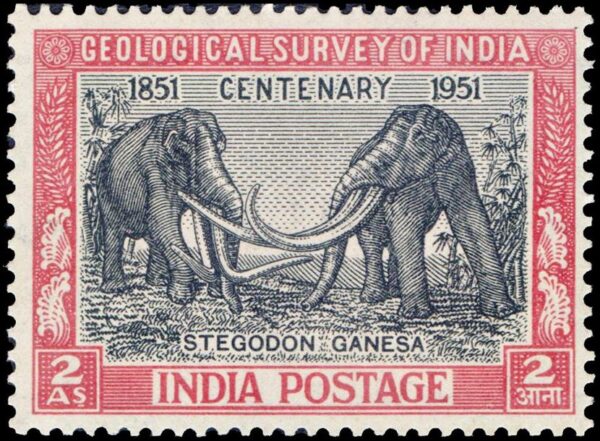 INDIA/STAMPS, 1951 - NATIONAL GEOLOGICAL SURVEY - PREHISTORIC ELEPHANTS - YV 31 - MNH - MINT