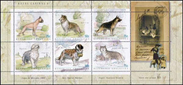 ARGENTINA/SELLOS, 1999 - PERROS -RAZAS CANINAS - CAT GJ HB 122 - BLOQUE - NUEVO