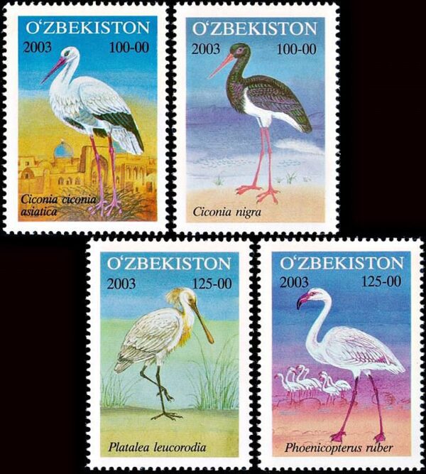 UZBEKISTAN/SELLOS, 2003 - FAUNA - AVES - YV 443/46 - 4 VALORES - NUEVO