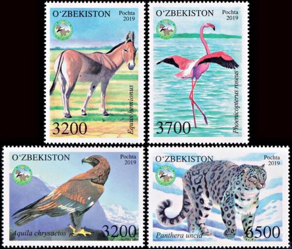 UZBEKISTAN/SELLOS, 2019 - FAUNA - YV 1185/88 - 4 VALORES - NUEVO