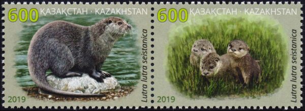 KAZAJSTAN/SELLOS, 2019 - FAUNA - NUTRIA - 2 VALORES - NUEVO