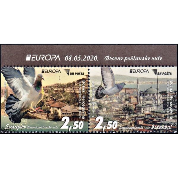 BOSNIA HERZEGOVINA/SELLOS, 2021 - TEMA EUROPA - CORREOS ANTIGUOS - 2 VALORES - NUEVO