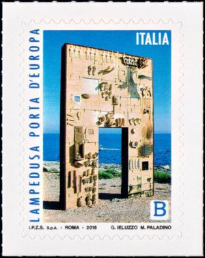 ITALIA/SELLOS, 2018 -MONUMENTOS - PUERTA DE LAMPEDUSA - YV 3844 - 1 VALOR - AUTOADHESIVO