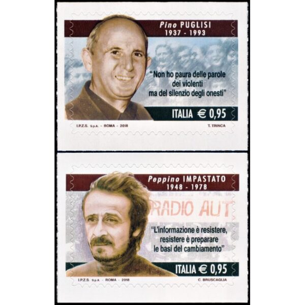 ITALY/STAMPS, 2018 - JOURNALISM - RELIGION - PERSONALITIES - YV 3795/96 - SELF ADHESIVE STAMPS