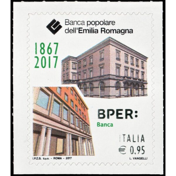 ITALY/STAMPS, 2017 - ARCHITECTURE - BANKS - YV 3748 - SELF ADHESIVE STAMPS