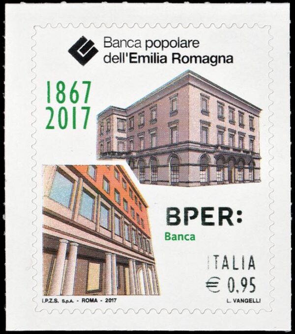 ITALIA/SELLOS, 2017 - ARQUITECTURA - BANCOS - YV 3748 - 1 VALOR - AUTOADHESIVO