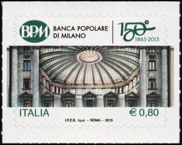 ITALIA/SELLOS, 2015 - ARQUITECTURA - BANCOS - YV 3540 - 1 VALOR - AUTOADHESIVO