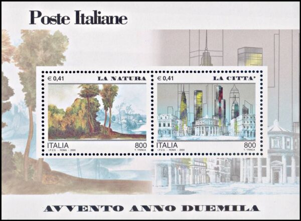 ITALIA/SELLOS, 2000 - NATURALEZA - ARQUITECTURA - NUEVO MILENIO - YV BF 25 - BLOQUE - NUEVO