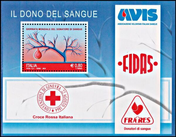 ITALIA/SELLOS, 2015 - CRUZ ROJA - SALUD - SANGRE - YV F 3562 - BLOQUE - NUEVO