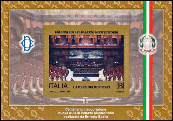 ITALIA/SELLOS, 2018 - ARQUITECTURA - CAMARA DE DIPUTADOS - YV F 3840 - BLOQUE - AUTOADHESIVO