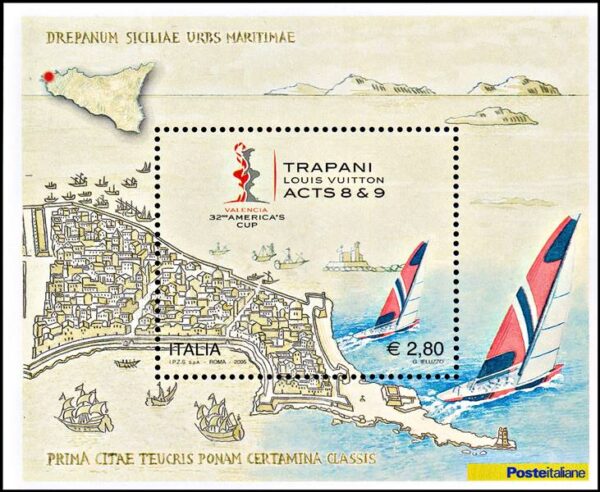 ITALIA/SELLOS, 2005 - DEPORTES - VELA - MAPAS - BARCOS - YV BF 39 - BLOQUE - NUEVO