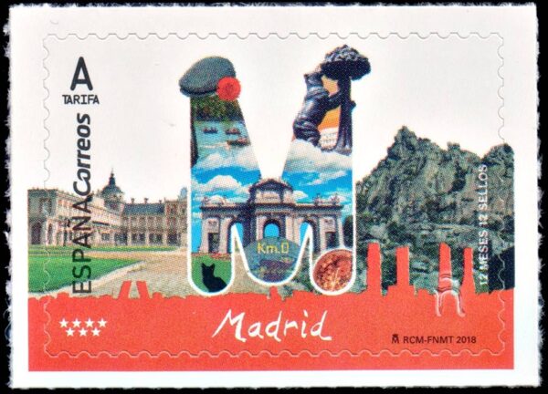 ESPAÑA/SELLOS, 2018 - TURISMO - MADRID - YV 4940 - 1 VALOR - AUTOADHESIVO