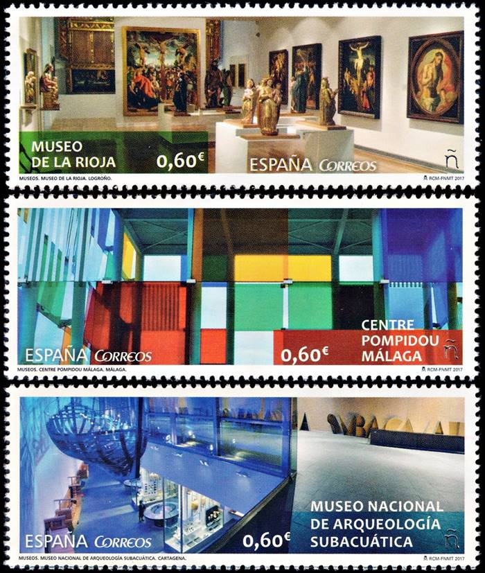 ESPAÑA/SELLOS, 2017 - MUSEOS - YV 4849/51 - 3 VALORES- NUEVO