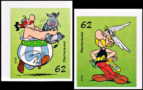 ALEMANIA/SELLOS, 2015 - HISTORIETAS - ASTERIX - OBELIX - YV 2983/4 - 2 VALORES - AUTOADHESIVO