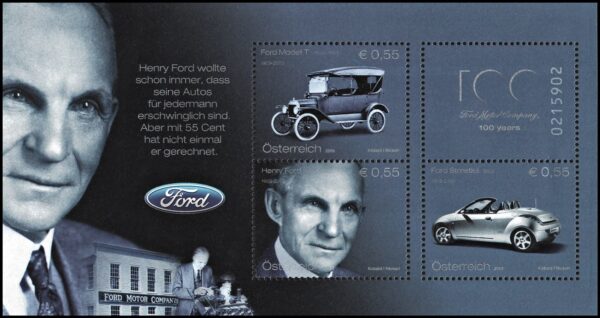 AUSTRIA/SELLOS, 2003 - AUTOMOVILES - FORD - YV BF 24 - BLOQUE - NUEVO