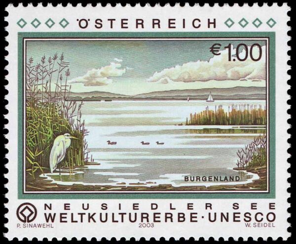 AUSTRIA/SELLOS, 2003 - PATRIMONIO MUNDIAL - UNESCO - LAGO - GARZA - YV 2269 - 1 VALOR - NUEVO