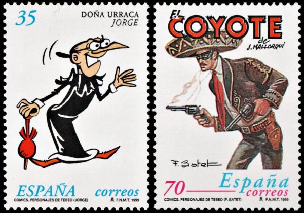 ESPAÑA/SELLOS, 1999 - HISTORIETAS - DOÑA URRACA - EL COYOTE - YV 3213/14 - 2 VALORES - NUEVO