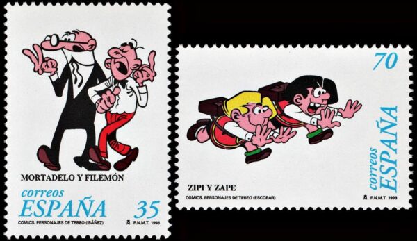 ESPAÑA/SELLOS, 1998 - HISTORIETAS - MORTADELO Y FILEMON - ZIPI Y ZAPE - YV 3105/06 - 2 VALORES - NUEVO