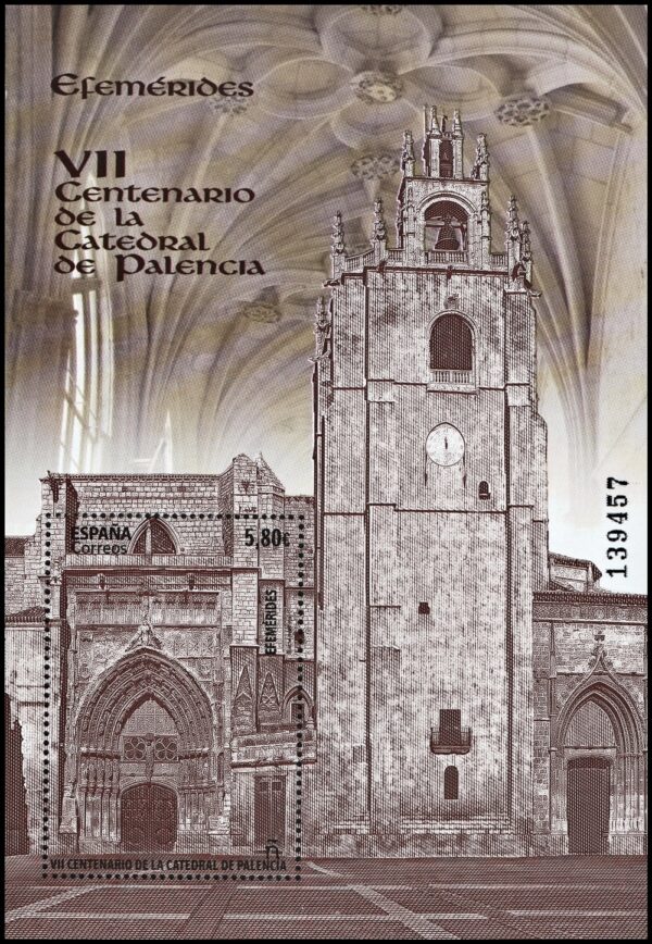 SPAIN/STAMPS, 2021 - PALENCIA CATHEDRAL  - SOUVENIR SHEET - MNH