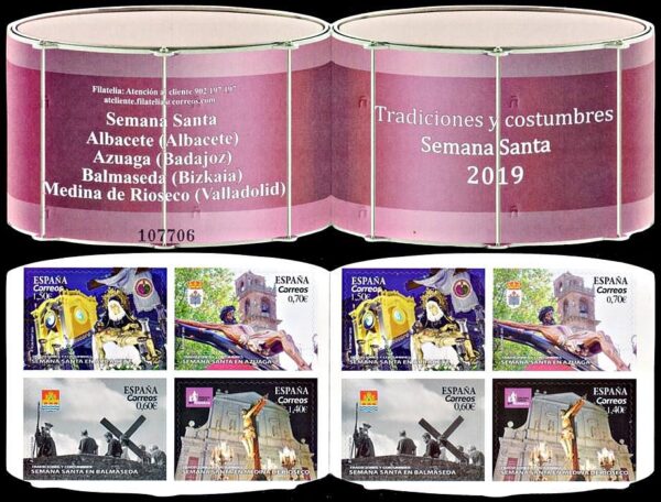 ESPAÑA/SELLOS, 2019 - TRADICIONES Y COSTUMBRES - YV C 5047 - CARNET - AUTOADHESIVOS