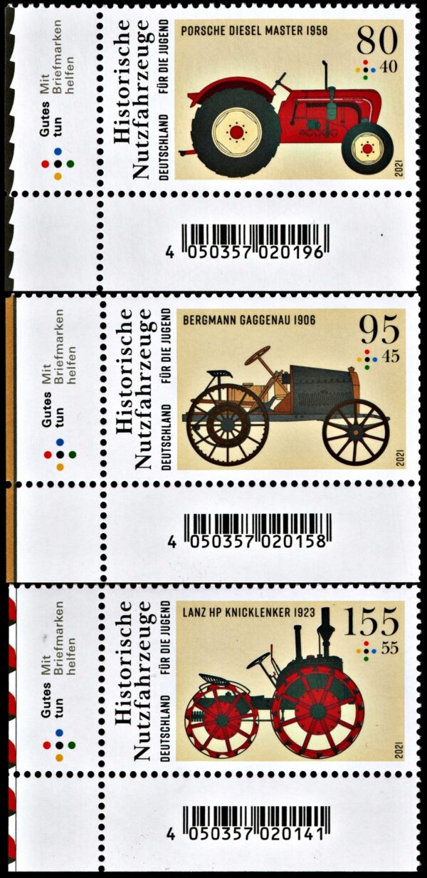 GERMANY/STAMPS, 2021 - OLD VEHICLES - 3 VALUES - MNH