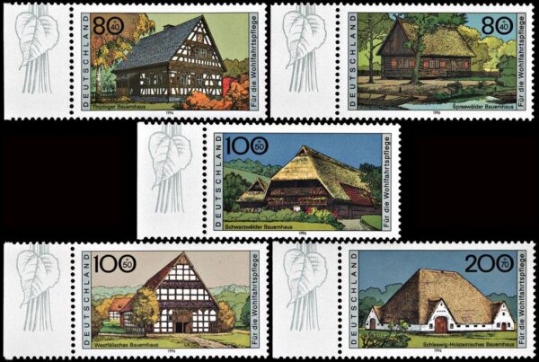 ALEMANIA/SELLOS, 1996 - ARQUITECTURA - CASAS TIPICAS - YV 1715/19 - 5 VALORES - NUEVO