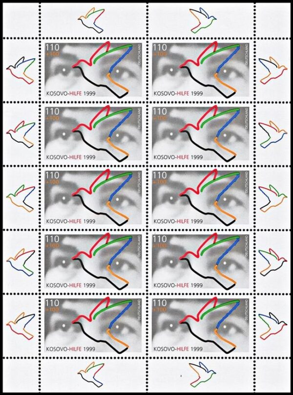 ALEMANIA/SELLOS, 1999 - AYUDA A KOSOVO - PALOMA - YV 1881 - HOJITA - NUEVO