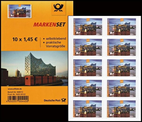 ALEMANIA/SELLOS, 2017 - MUSICA - FILARMONICA DE HAMBURGO - YV C 3073A - CARNET - AUTOADHESIVO