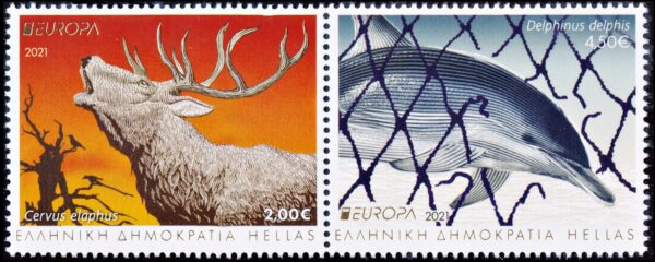 GREECE/STAMPS, 2021 - EUROPE - ENDANGERED WILDLIFE - 3225/26 - 2 VALUES - MNH