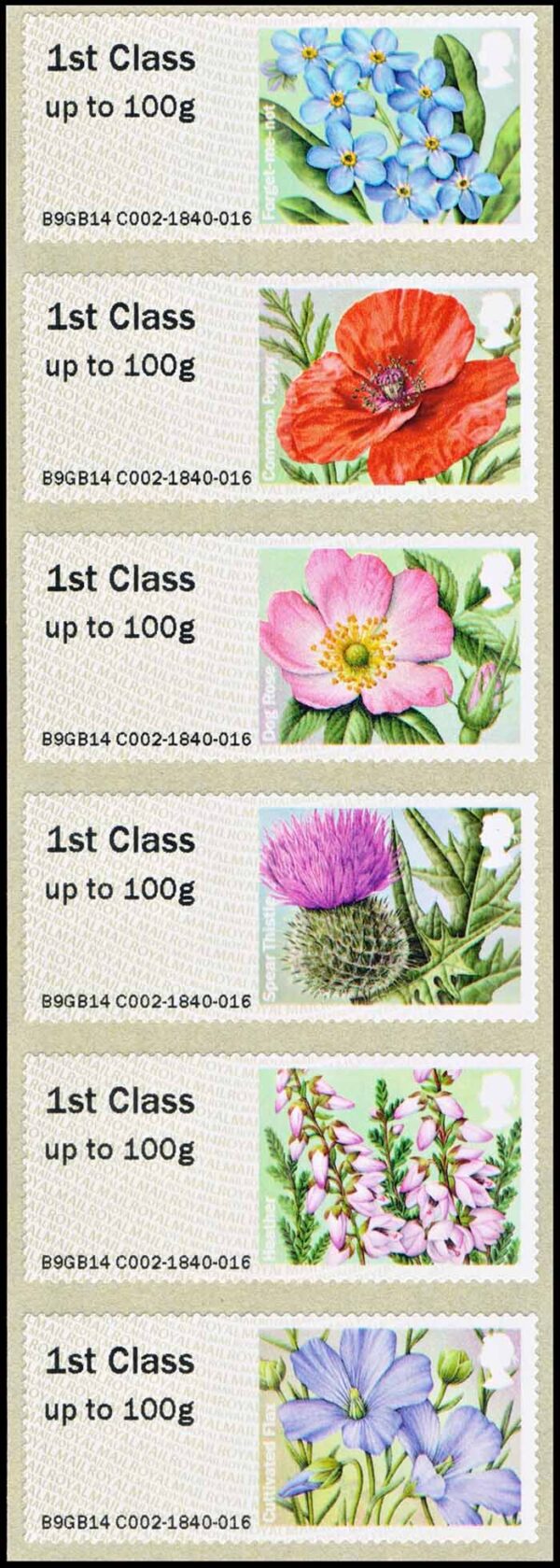 GREAT BRITAIN/STAMPS, 2014 - FLOWERS - POST & GO STAMPS YV TD 70/75 - 6 VALUES - SELF-ADHESIVE - DISTRIBUTION