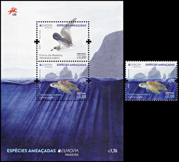 MADEIRA/SELLOS, 2021 - TEMA EUROPA - FAUNA - ESPECIES EN PELIGRO - YV 411 + F 412 - 1 VALOR + BLOQUE - NUEVO (copia)