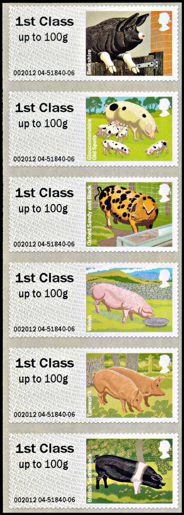 GREAT BRITAIN/STAMPS, 2012 - FARM ANIMALS - PIGS - POST & GO STAMPS - YV TD 33/8 - 6 VALUES - SELF-ADHESIVE - DISTRIBUTION